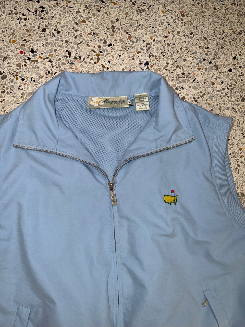 Magnolia Lane Masters golf blue front zip vest rain gear XL